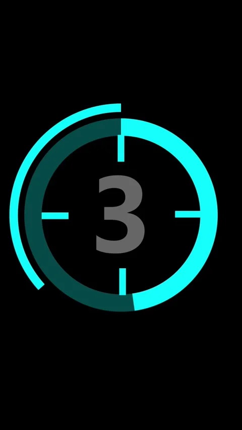 Cyan and teal circular countdown timer with number visualizes time concepts.. 動画素材 344862301
