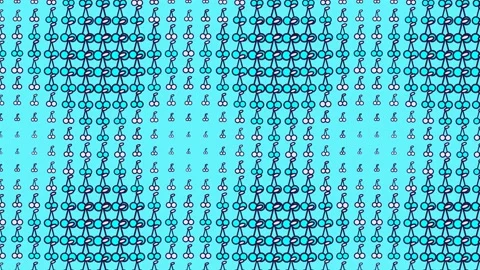 Cyan and White Cherry Icon Halftone Vertical Waves Loop Video stock 343422447