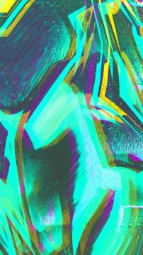Cyan and Yellow Glitch Texture with RGB Split and Scanline Distortion Stock Illustration