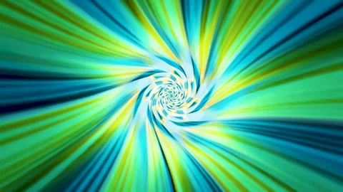 Cyan and Yellow Spiral Vortex Abstract Tunnel Background Seamless Loop Video Vídeo Stock 340137636