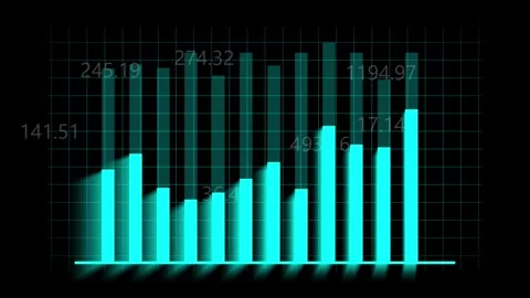 Cyan animated bar graph chart business finance technology data visualizatio.. Stock Footage 316513008