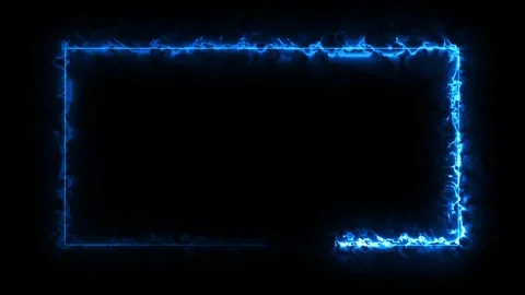  Cyan aqua neon rectangle frame border on black background, glowing tech outline 스톡 동영상 341600505