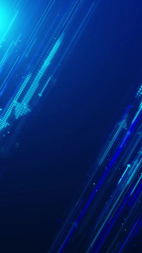 Cyan arrow data flow overlay diagonal tech lanes, blue neon dots, clean center s Stock Footage 340566070