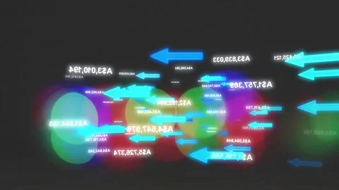 Cyan arrow group appearing right moving left toward eye labels shifting glows Stock Footage 334728831