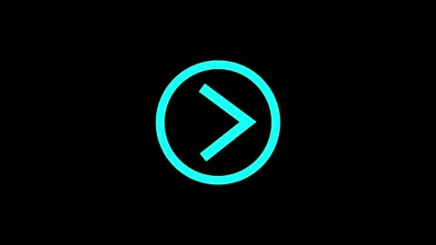 Cyan arrow inside circle on black background. Cyan arrow symbol for directi.. Stock Footage 337816907