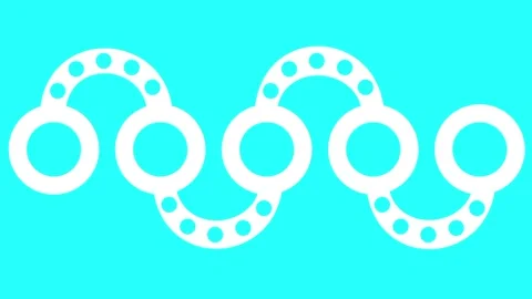 Cyan Banner with Wavy Connected Circle Chain Stock Footage 343509847