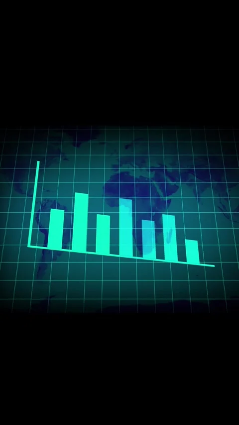 Cyan bar chart and line graph with dots over world map. Cyan bar chart and .. Stock Footage 344841510