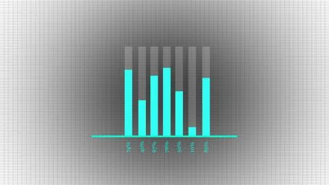 Cyan bar graph on grid background showing data analysis or growth concept. 스톡 일러스트