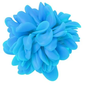 Cyan blue abstract 3D flower bloom isolated on white background. Stock Illustration