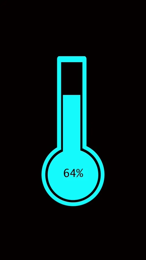 Cyan blue abstract thermometer temperature indicator increasing from zero t.. Stock Footage 338210451