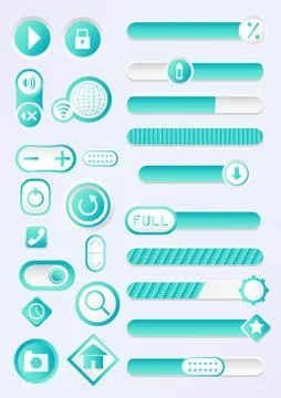 Cyan Blue Buttons Stock Illustration