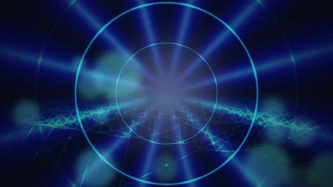 Cyan blue concentric tunnel plexus network seamless loop background Stock Footage 345938954