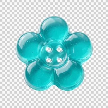 Cyan blue flower button icon with transparent background for creative craft.. Stock Illustration