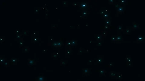 Cyan blue glowing particles floating upwards across dark background Stock Footage 327511289