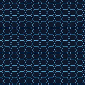 Cyan blue hexagon pattern on dark navy background Stock Illustration