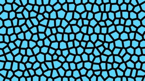 Cyan blue mosaic cell pattern with thick black outlines, featuring geometric  Stockillustratie
