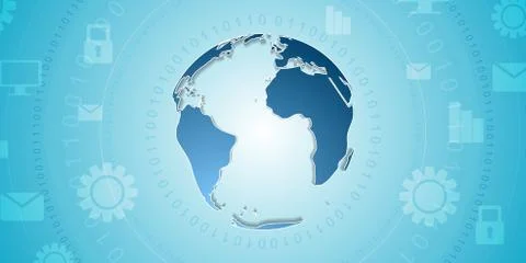 Cyan blue tech vector background Illustrazione stock