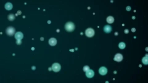 Cyan Bokeh Particles Motion Background Abstract Turquoise Glowing Orbs Loop Stock-Footage 344764177