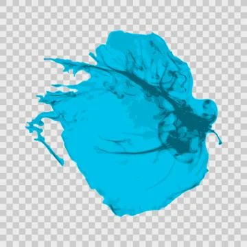 Cyan brush paint stroke with rough edges isolated on transparent gray background Stock Illustration