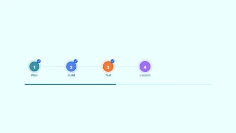 Cyan Business Process Steps Workflow Flat Design Animation 動画素材 342607922