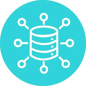 Cyan Circle Database Server Search Icon 스톡 일러스트