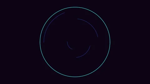 Cyan Circles Pulsating with Ripples in Dark Ambient Space with Subtle Glow Stock Footage 342517231