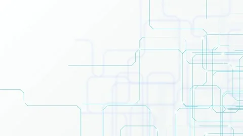 Cyan circuit board lines drawing seamless loop motion background Video stock 345761014