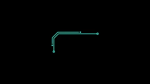Cyan circuit corner callout frame hud element on black background 4k video .. Видео 345075176