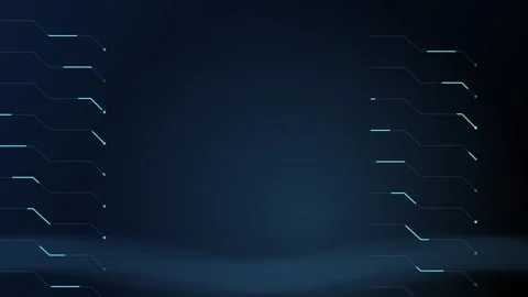 Cyan circuit grid with glowing motion and central copy space Stock Footage 346168188