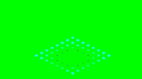 Cyan circular dot pattern arranged in a diamond shape on green background Stock Footage 340263282