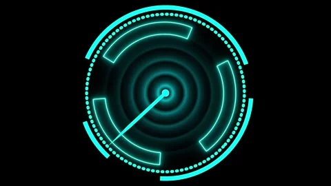 Cyan Circular Futuristic HUD Element with a Needle and Concentric Rings on .. Stock Footage 337363350