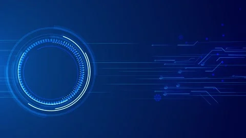 Cyan circular interface speed visual bright HUD gauge, flowing circuit paths, mo Stock Footage 340525440