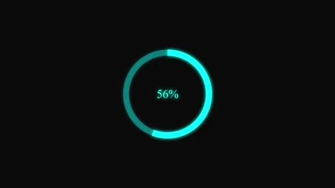 Cyan circular loading progress bar animation with glowing neon ring showing.. 스톡 동영상 335115239
