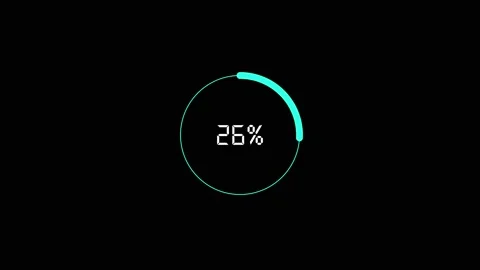 Cyan circular progress bar with percentage indicator. Circular progress bar.. Stock Footage 337816117