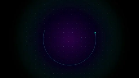 Cyan Circular Radar Orbit Line Sci-Fi Tech HUD Motion Loop Video Screen Video stock 344655712