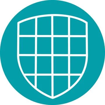 Cyan circular shield grid security icon Stock Illustration