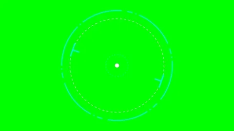 Cyan circular targeting interface element on a solid green background screen Stock Footage 340903033