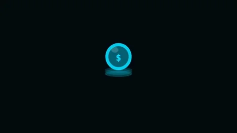 Cyan Coin Flip Rise Stack Flat Design Finance Animation Stock Footage 342611249