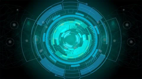 Cyan color digital HUD elements online cyber security, data processing, ill.. Stock Illustration