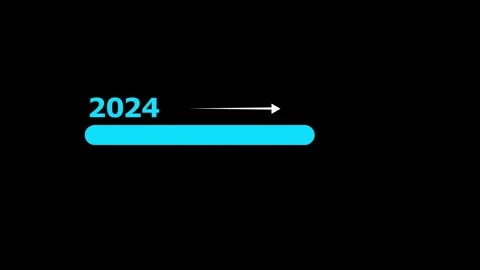 Cyan color loading bar from 2024 to 2025 new year transfer. arrow direction.. Vidéo 293486371