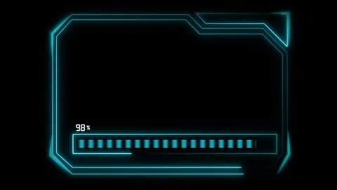 A cyan computer processing bar tracks system progress on a dark screen. Thi.. Stock Footage 341128620