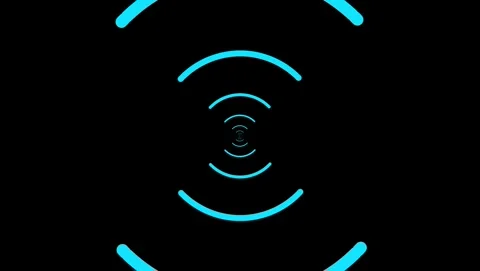 Cyan concentric arcs on black background abstract pattern Stock Footage 318054009