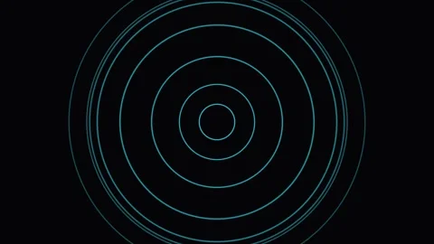 Cyan concentric circles expand and fade on black background with subtle ani.. Stock Footage 342421291