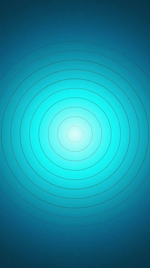 Cyan concentric circles glowing radial seamless loop background Stock Footage 347034324
