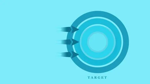 Cyan Concentric Target Symbol on Bright Blue Background Stock Illustration
