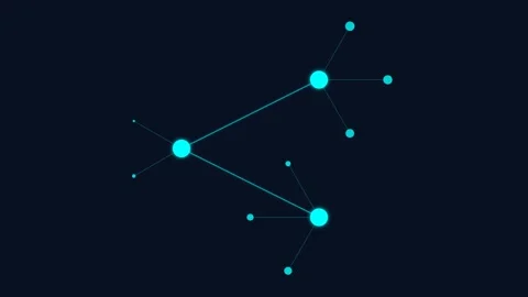 Cyan Connectivity Network Node Expansion Motion Graphic on Dark Blue Backgrou Video stock 346612455