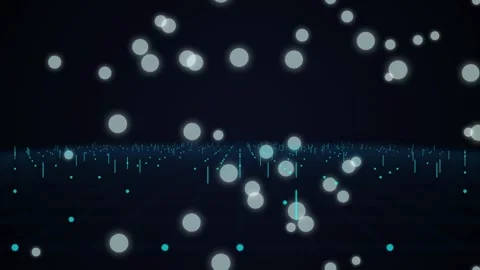 Cyan coordinate data points float in a seamless loop Stock Footage 342949116