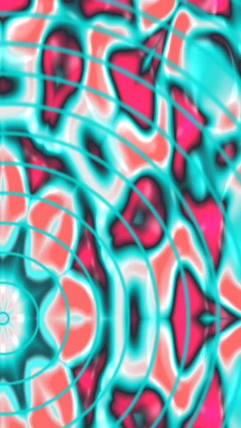 Cyan Coral Marble Mandala Loop Vivid Abstract Motion Background Stock Footage 345649403