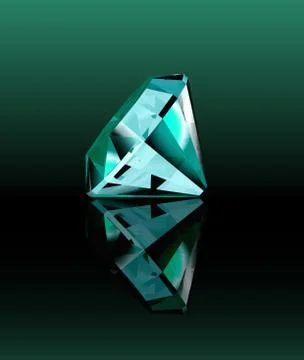 Cyan diamond with reflection. Vector Stock Illustration