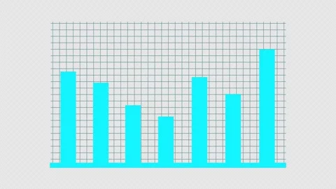 Cyan digital bar chart with grid lines on alpha channel transparent backgro.. Vidéo 336321491